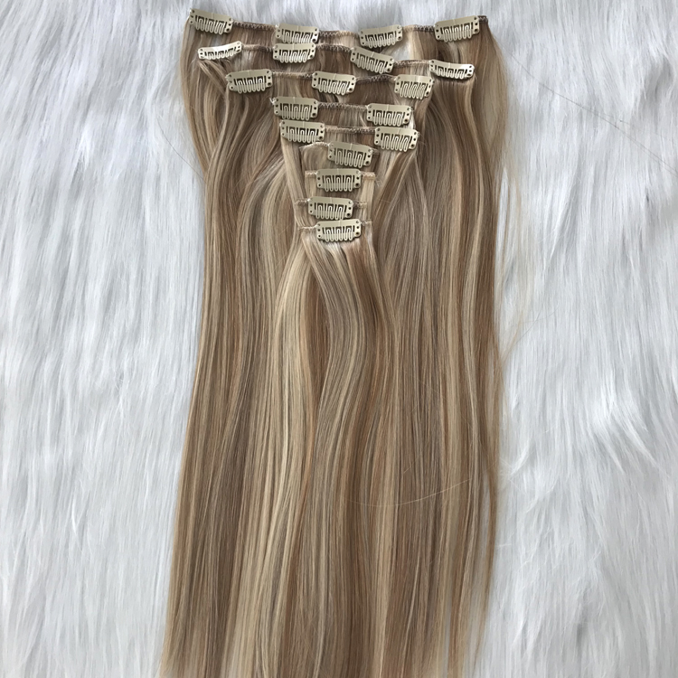 Popular Australia market balayage piano color clip in hair extensions double drawn YJ302